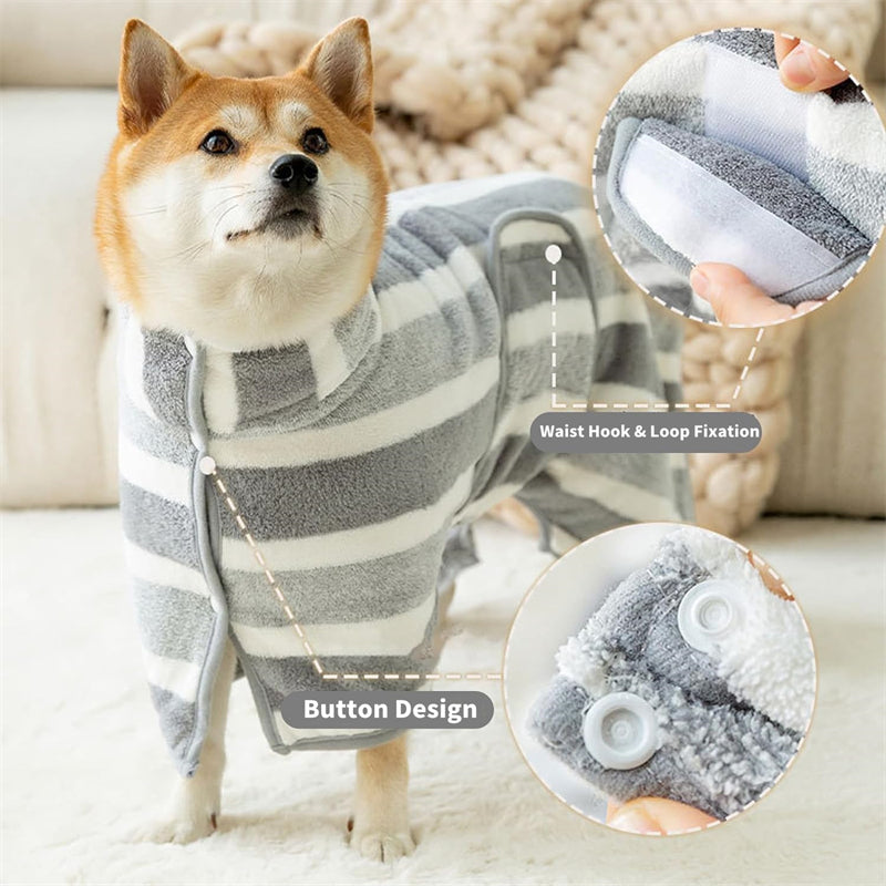 NEWPAWER™ Striped Pet Bathrobe