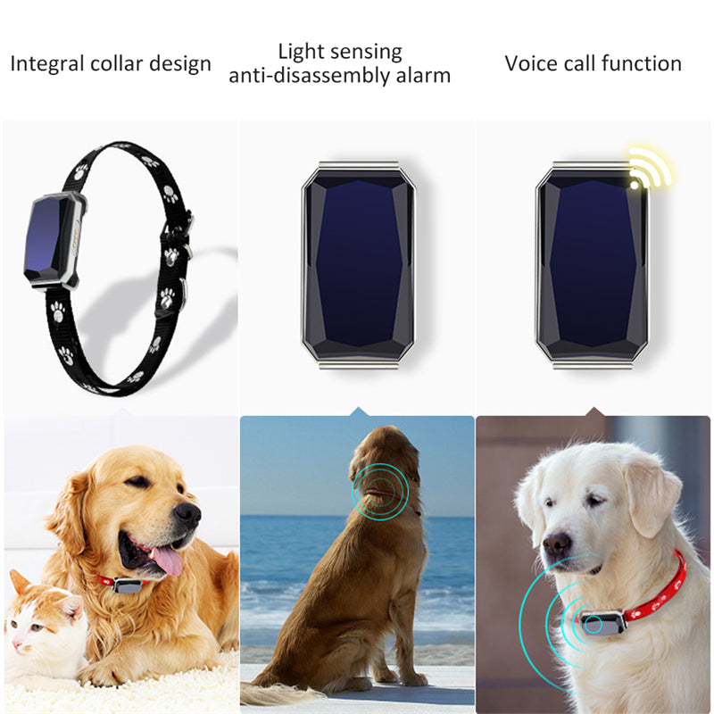 GPS Pet Tracker Collar - Real-Time Waterproof Cat and Dog Tracker with Smart LBS Tracking, Voice Monitoring, and Electronic Fence