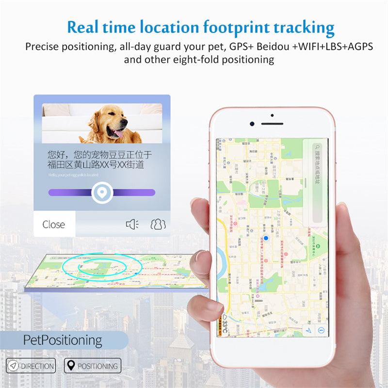 GPS Pet Tracker Collar - Real-Time Waterproof Cat and Dog Tracker with Smart LBS Tracking, Voice Monitoring, and Electronic Fence