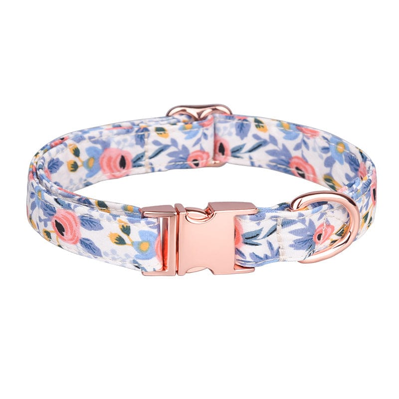 Blue Flower Dog Bow Tie & Collar