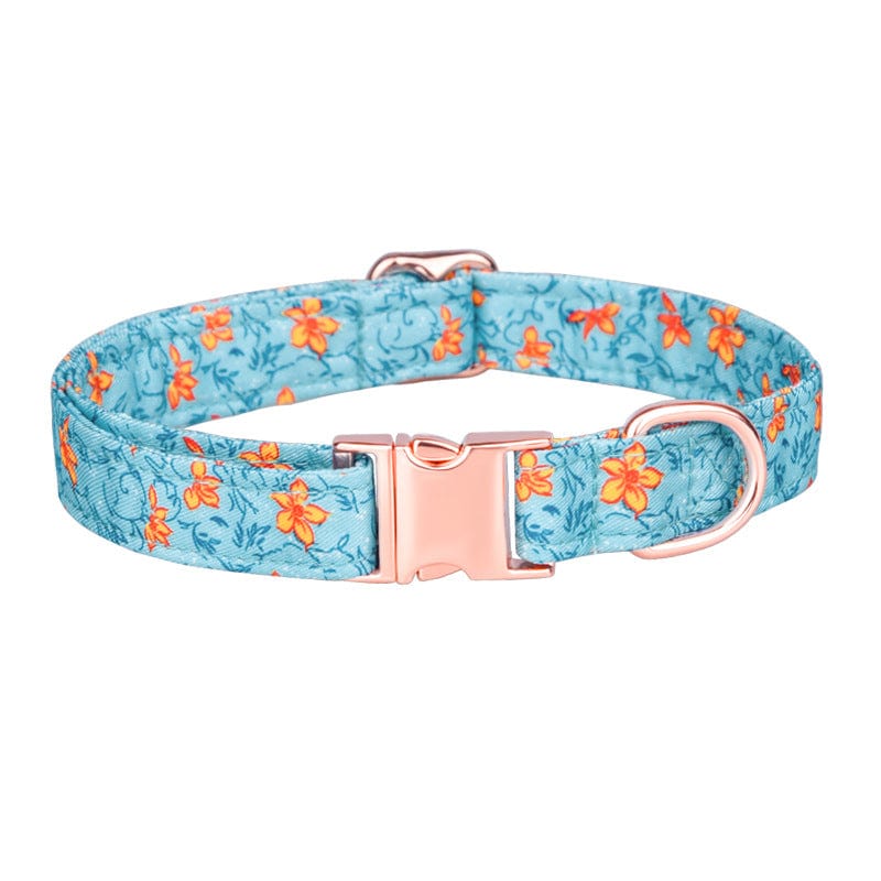 Lake Blue Flower Dog Bow Tie & Collar