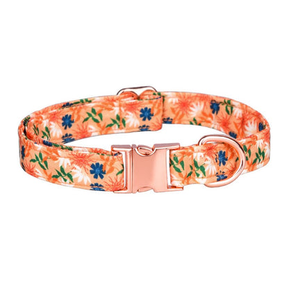 Orange Flower Dog Bow Tie & Collar